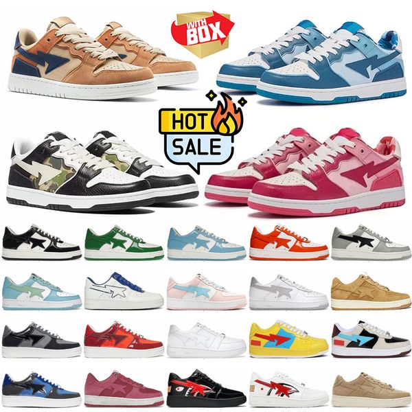 Bapestars Sta Casual Shoes Sk8 Low Men Femmes Blanc Blanc Pastel pastel vert bleu Suede Bapestaly Bapely Mens Womens Trainers Outdoor Sports Sneakers With Box
