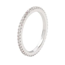 Anel feminino ultrafino círculo completo de diamante zircão fileira única anel microincrustado 5023170