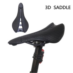 Ultralight 3D -geprinte nylon koolstofvezel fietszadel ademend MTB Mountain Road Bike Hollow Honeycomb Cushion Soft Seat 240507