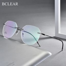 Ultralight Legering Randloze Mannen Brilmontuur Vierkante Brillen Bijziendheid Recept Frames Voor Vrouwen Optische Oogglas 240401