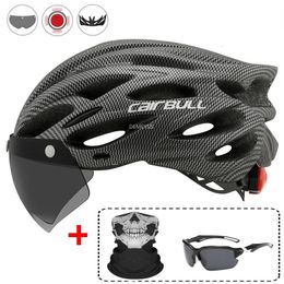 Ultralight Cycling Safety Helmet Outdoor Motorcycle Bicycle Taillight verwijderbare lens Visor Mountain Road Bike 240524