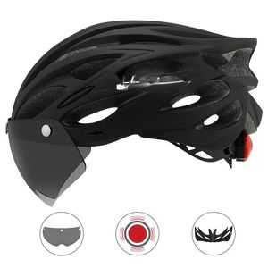 Ultralight Cycling Safety Helmet Outdoor Motorcycle Bicycle Taillight helm verwijderbare lensvisor Mountain Road Bike Helmet