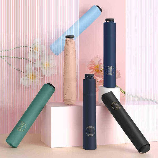 UltraLight Mini Crayon Parapluie 5 Côtes Femmes Anti 3 Pliant Mode Protection Solaire Petit Manuel J220722