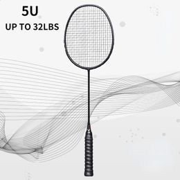Ultralight Professional 5U Badminton Racket Carbon Fibre Sport Competition Training jusqu'à 32 lb 45D