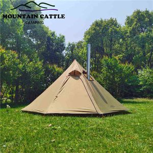 Ultralight Pyramid Tent Big Camping TEEPEE 4 Seizoen Backpacken Tent Winter Birdwatching Tent Awnings Shelter With Forning Jack H220419