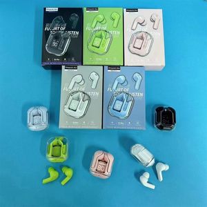 Ultrapods max Air1 TWS inalámbricos auriculares con sonido estéreo de graves, auriculares deportivos para juegos con pantalla LED, estuche de carga transparente