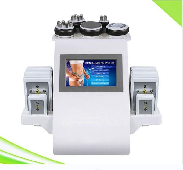 Máquina de adelgazamiento corporal por cavitación ultrasónica, eliminación de celulitis por RF, terapia de vacío con láser Lipo, dispositivo delgado