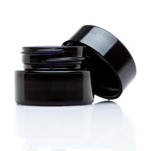 500 stks/veel UV -bescherming Volledig zwart 5 ml glascrème Jars flesje was wax dab droge kruidenconcentraatcontainer