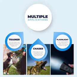 Ultrasonic Double Head Double Horn LED Laser Dog Training Disocal Dog Repeller Repeller Pet Dog Barking Training Dispositif sans batterie