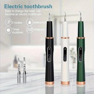 Kit de nettoyage buccal électrique à ultrasons, dissolvant de tartre dentaire, fil dentaire de nettoyage, kit de brosse de blanchiment des dents étanche à la maison et en voyage