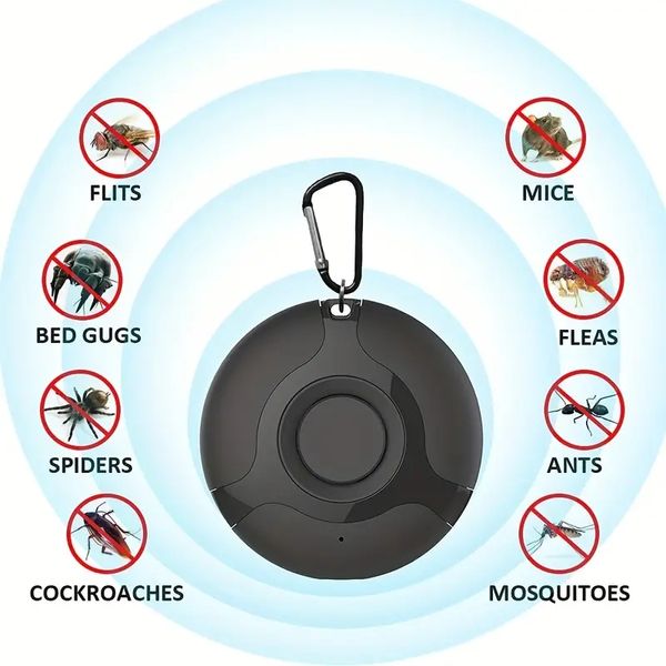 Repelente de insectos ultrasónico para exteriores, repelente de mosquitos portátil, controlador de plagas con batería, repelente de ratones ultrasónico recargable por USB, insecto eléctrico