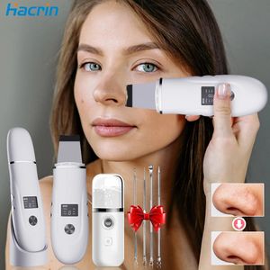 Ultrasone Peeling Remover Mee-eter Huid Scrubber Schop Diepe Reiniging Gezicht Lifting Verwijdering Porie Acne EMS Lift240227