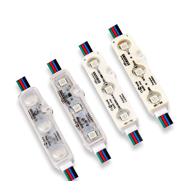 Modules LED d'injection de joints à ultrasons 5050 SMD 3LED RGB Module LED imperméable IP67 DC12V Transparent pour la conception de la publicité des signes