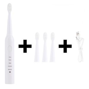 Ultrasone sonische elektrische tandenborstel oplaadbare tandenborstels wasbare elektronische bleken tanden borstel met 4 stcs vervangende kop DHL
