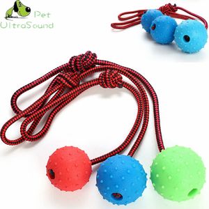 ULTRASOUND PET Dog Chew Training Ball Toys Nettoyage des dents Chew Ball Chiot Pet Play Formation Caoutchouc Jouet à mâcher avec poignée en corde