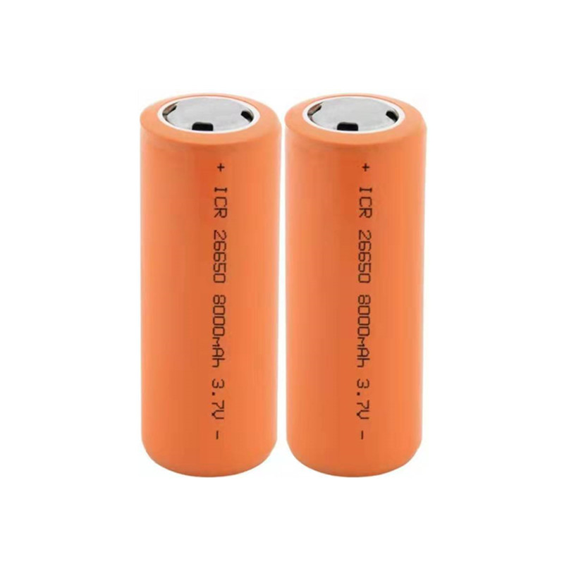 26650 Batteri 8000mAh 3.7V litiumbatterianvändning för stark ljus ficklampa och bärbar fläkt och så vidare.