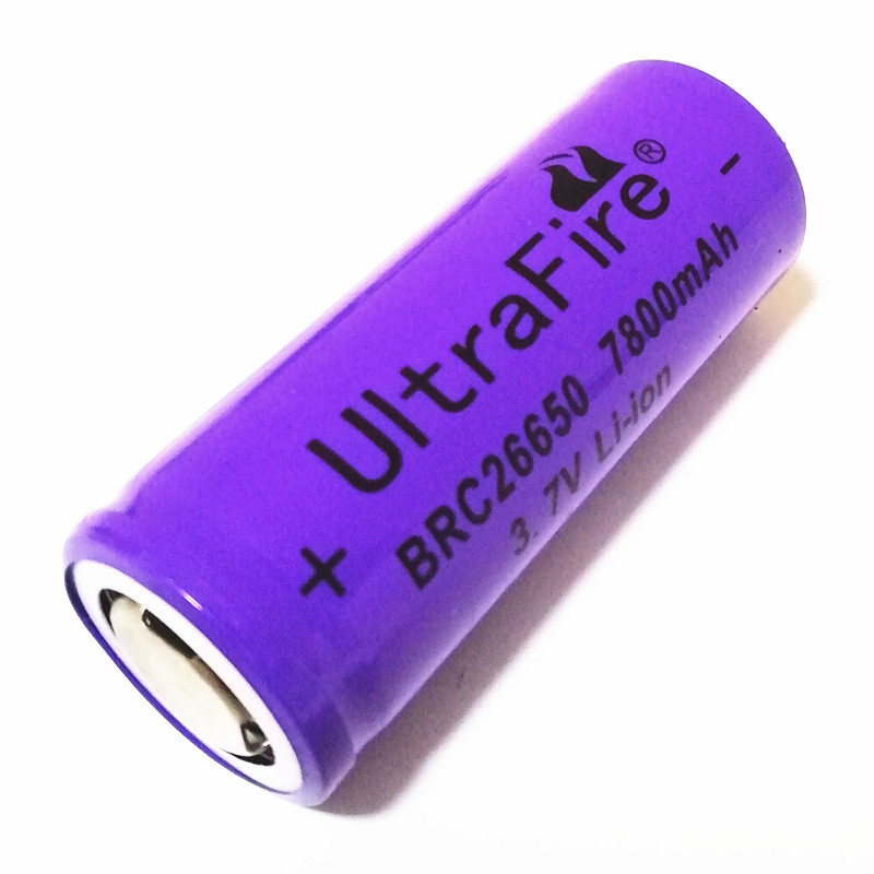 Batterie rechargeable de lampe de poche 26650 7800mAh 3.7V pour lampes de secours Couleur de batterie de lampe de poche anti-déflagrante violet