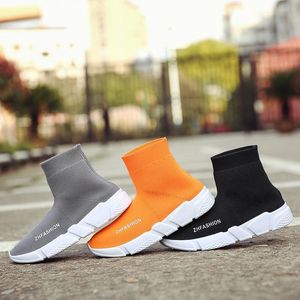 Ulzzang Mode Orange Chaussette Chaussures Femmes Baskets Casual Plate-forme Slip On High Top Bottes Tennis Basketball Courir Formateurs Nouveau 0613