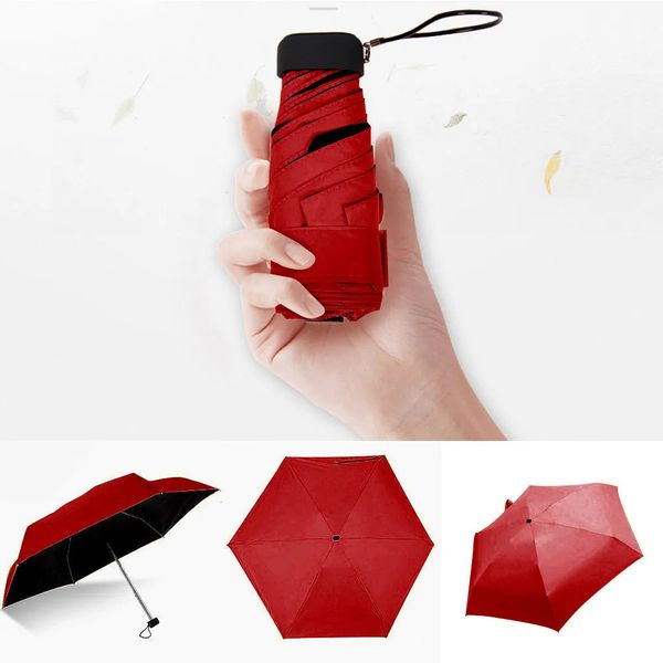 Parapluie plat léger Parasol 5 pliant soleil Mini pliable Couple poignée courte vent Durable résistant 240109