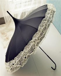 Umbrella Rain Women Fashion 16 côtes en dentelle Pagoda Parasol Princesse Longhandle Umbrella à l'épreuve du vent Sunny and Rainy7354987