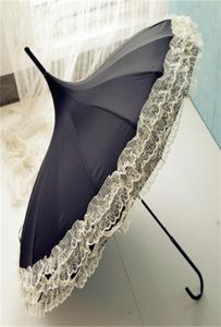 Umbrella Rain Women Fashion 16 côtes en dentelle Pagoda Parasol Princesse Longhandle Umbrella à l'épreuve du vent Sunny et Rainy4468576