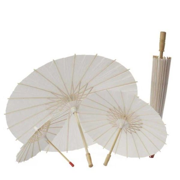 Parapluies 100pcs diamètre fait à la main 60cm couleur blanc uni chinois petit papier huilé parapluie parasols décoration livraison directe maison garde dhsvy