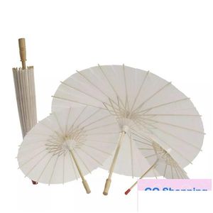 Paraguas 100 unids Paraguas de papel de bambú blanco Parasol Bailando Boda Decoración de fiesta nupcial Sombrillas Entrega de entrega Hogar Jardín Homefavor DHH4Z