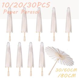 Parapluies 102030pcs papier parasol 6080cm chinois blanc parapluie pographie accessoires pour bébé douche fête mariage rustique 231123