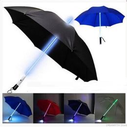 Parapluies 10 pcs/lot Cool Blade Runner sabre lumineux LED Flash lumière parapluie rose parapluie bouteille parapluie lampe de poche marcheurs de nuit 231109