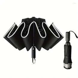 Parapluies 10ribs Umbrella inversé automatique avec une bande réfléchie pliante de vent