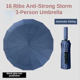Parapluies 16 côtes grand parapluie fort entièrement automatique parasol pluie parapluie hommes femmes de luxe affaires mâle coupe-vent parapluies pliants 231007