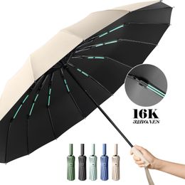Parapluies 16K Double Os Grand Parapluie Hommes Femmes Coupe-Vent Compact Pliage Automatique Affaires De Luxe Soleil Pluie Voyage 230625