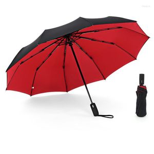 Parapluies 1 pièces coupe-vent Double couche automatique parapluie pliant femme mâle dix-os voiture luxe grande entreprise étanche à la pluie cadeau