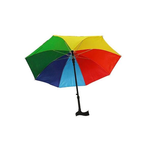 Paraguas 2 en 1 Paraguas de muleta Escalada Senderismo Bastón con mango largo Al aire libre A prueba de viento Anti-UV Lluvia Sol Gota del Homefavor Dhrcx