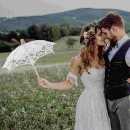 Parapluies 2 PCS Prop parapluie Veil Bridal Veil Parasol Ornement Ornement de mariage en bois Pographie