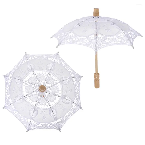 Parapluies 2 pcs accessoires parapluie de la scène de mariage décor ornement pour la mariée en dentelle de parasol manche blanche