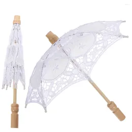 Parapluies 2 pcs Rétro Décor Prop Parapluie Dentelle Parasol Mariée Décorer Élégant Artisanat Blanc Scène De Mariage Bébé
