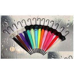 Parapluies 20 pièces / lot élégant parapluie en dentelle semi-matique fantaisie pagode ensoleillée et pluvieuse 11 couleurs disponibles livraison directe maison jardin DHFXS