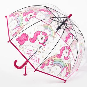 Umbrellas 2023 Children Colour Princess With Binding Lovely Transparent Plastic Printing Unicorn Umbrella Kawaii Girl 231213