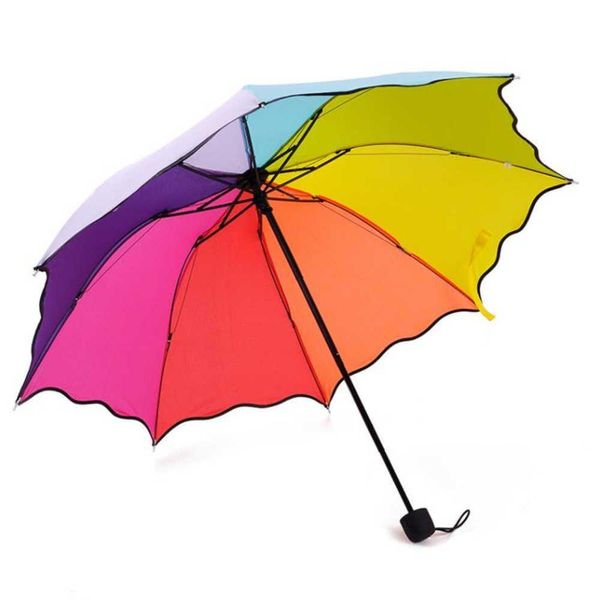 Parapluies 20pcs / lot Colorf Trois-Folding Fal Rainbow Rainy Télescopique Parapluie Drop Livraison Maison Jardin Ménage Organisation Rai Dhgsw