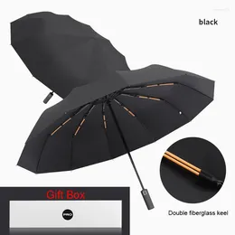 Paraguas 24 huesos paraguas súper fuerte con caja de regalo plegable protección UV sombrilla solar impermeable resistente al viento fibra de vidrio