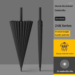 Paraplu's 24 Ribben Lange Steel Zakelijke Paraplu Voor Mannen Geïntegreerde Knop Automatische Opening Grote Windbestendige Vrouwelijke Parasol
