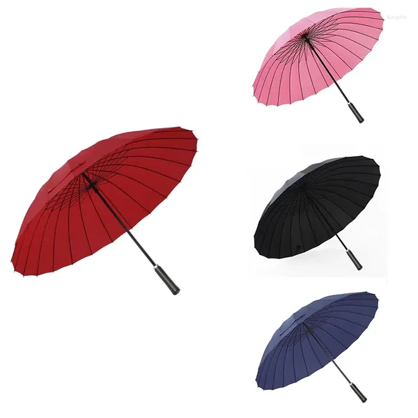 Parapluies 24K os résistant au vent super grand parapluie hommes d'affaires pôle droit longue poignée en cuir PU