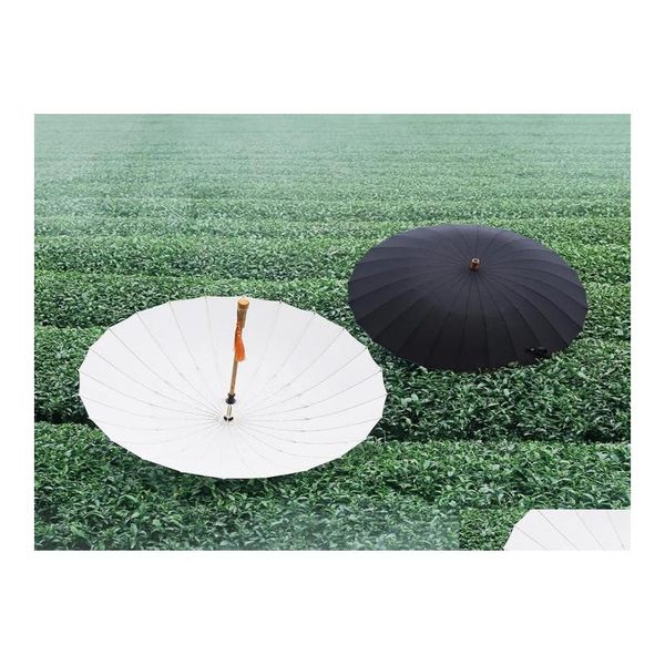 Parapluies 24K Long Parapluie Manche En Bois À La Mode Femmes Double Grande Canne Haute Qualité Coupe-Vent Drop Delivery Maison Jardin Househo Dh1Z6