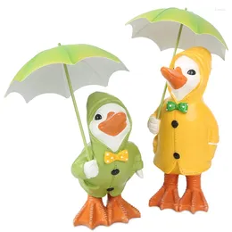 Parapluies 2PACK Kit de canards de jardin Dilly et Dally avec ornements de parapluie détachables Sculpture debout de nouveauté extérieure
