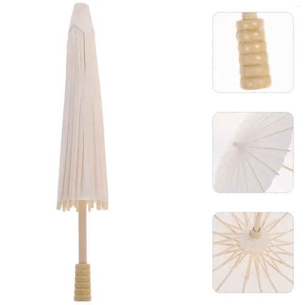 Parapluies 2pcs Paper Parasol 11 8 pouces de diamètre petit bricolage blanc pour enfants artisanat po accessoires (poignée aléatoire)