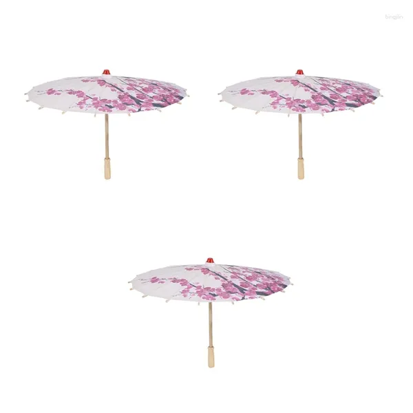 Paraguas 3X Arte Paraguas Paño de seda chino Estilo clásico Papel decorativo al óleo Parasol pintado