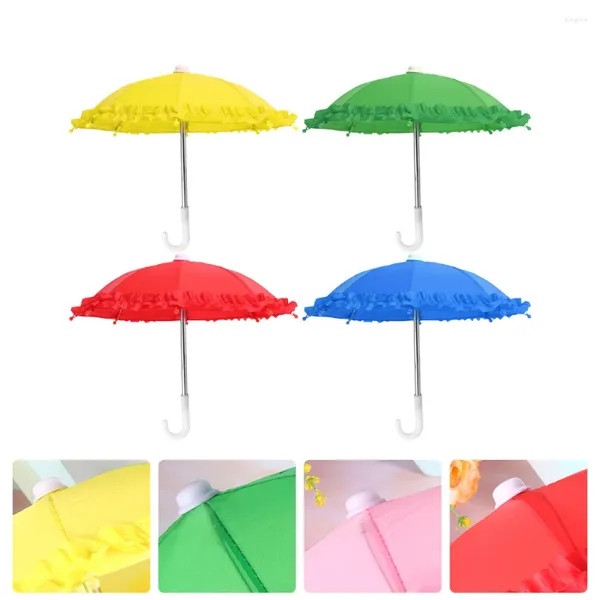 Parapluies 4 pcs maison dentelle jouet parapluie bébé décorations de mariage mini soleil polyester couleur pure