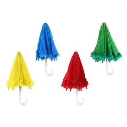 Parapluies 4 pièces dentelle jouet parapluie Mini décors enfants jouets forme décorative ornements décorations de mariage couleur unie créatif