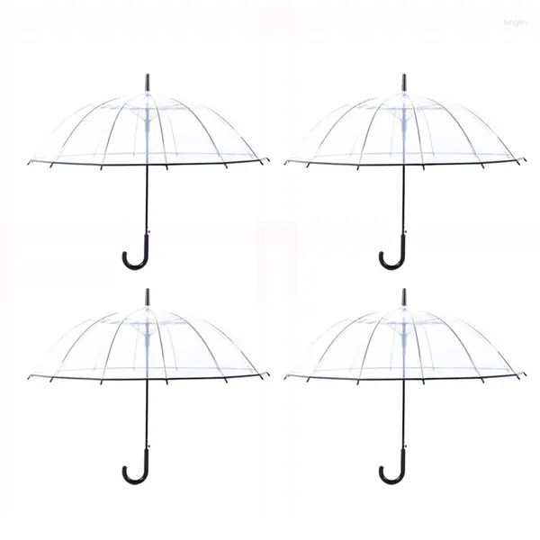 Paraguas 4Pack 23 pulgadas transparente gran toldo palo auto abierto a prueba de viento paraguas al aire libre